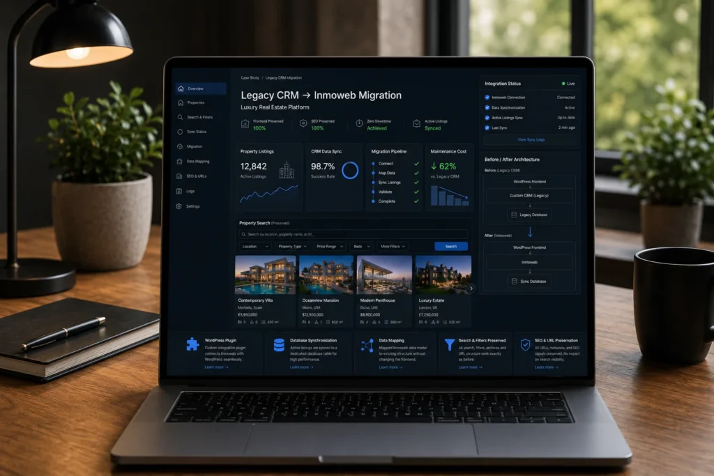 Legacy CRM to Inmoweb Migration for WordPress Website